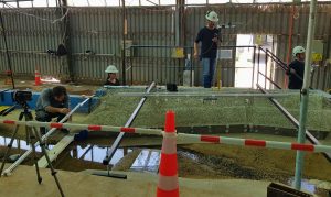 Vista frontal de la obra de protección a evaluar.